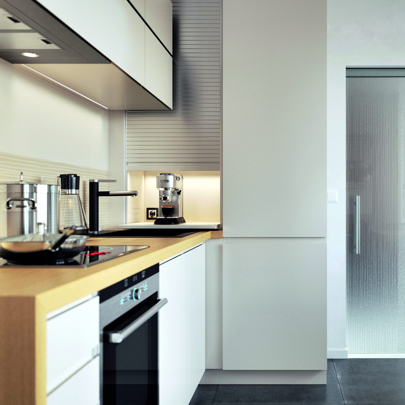 Serrandina ML 25 alluminio satinato in una cucina chiara